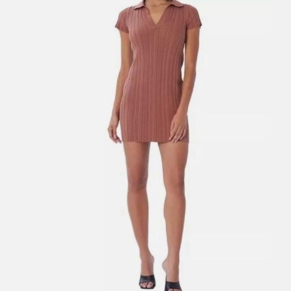 NWT LITA by Ciara ribbed polo dress in cinnamon - Picture 2 of 10